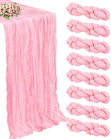 Xuehua 8-pack pink cheesecloth table runners adding soft elegant coverage to dining tables
