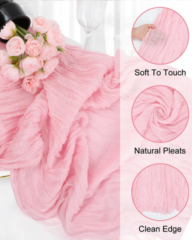 Vintage-ruffle pink table runner creates romantic dining ambiance