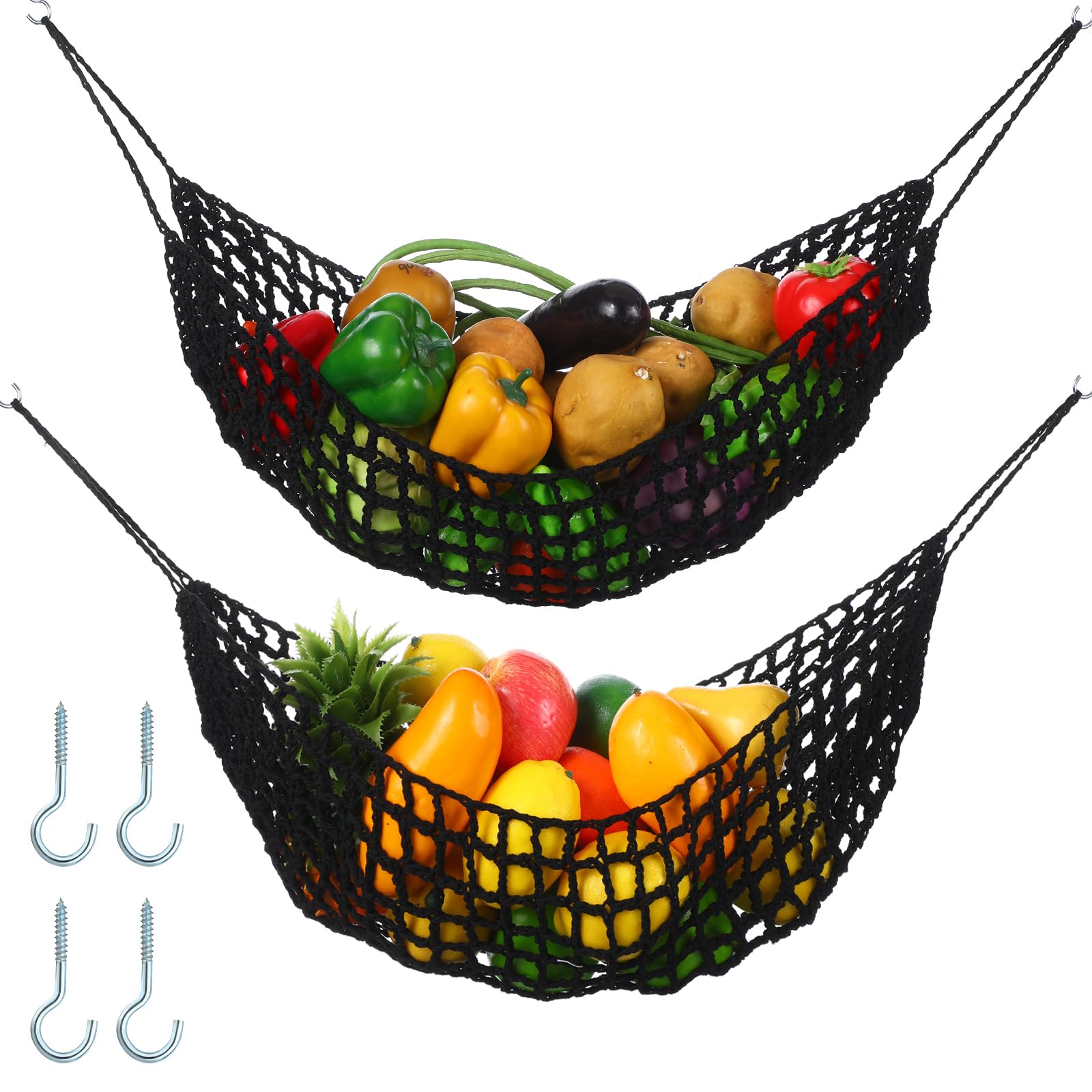 Xuhal fruit hammock under cabinet installation showing space saving design