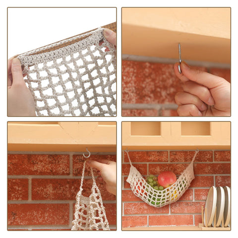 Xuhal large storage fruit hammock ideal for kitchen organization.