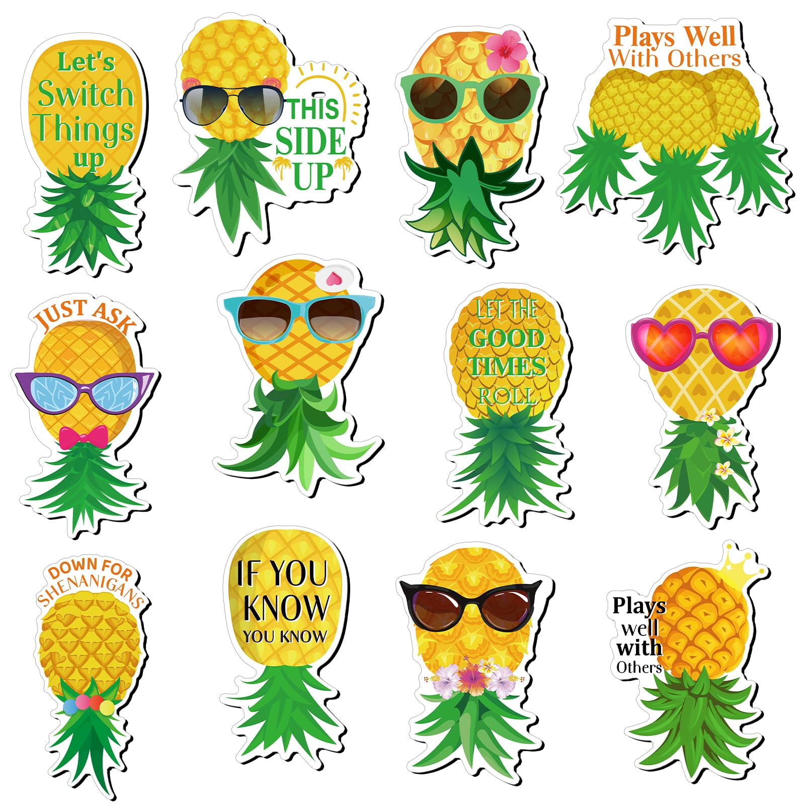 Xuhal pineapple magnets on a cruise door adding tropical flair and clear cabin ID