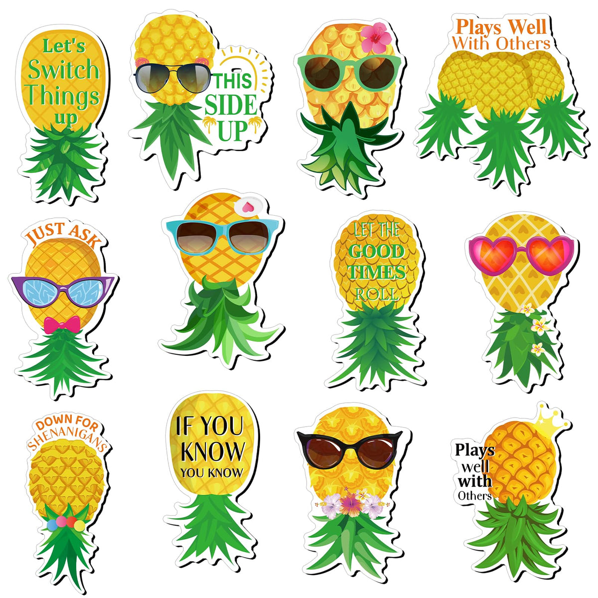 Xuhal pineapple magnets on a cruise door adding tropical flair and clear cabin ID