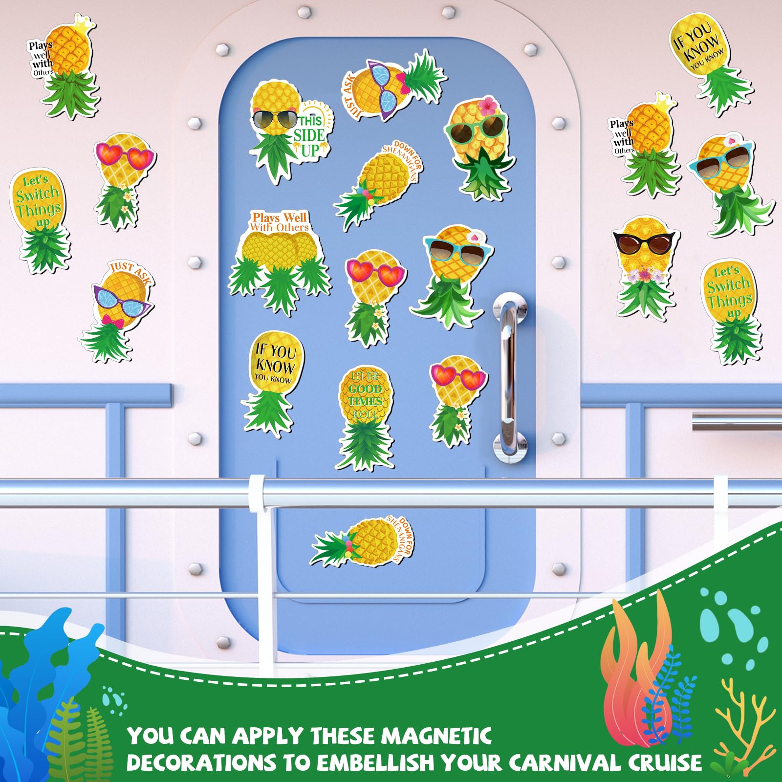 Xuhal pineapple magnets ideal for summer parties and easy surface decoration