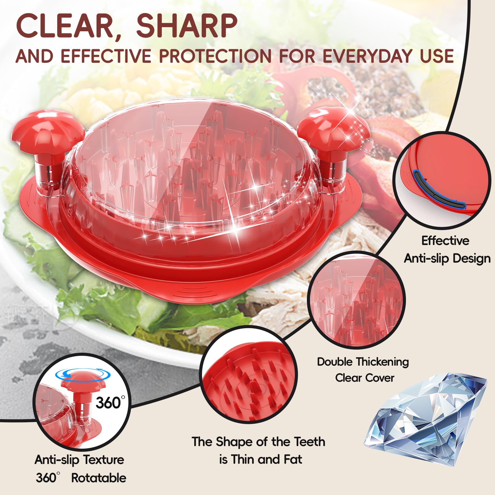 XUPAINC XL 11.5-inch shredder with non-slip base for stable countertop use