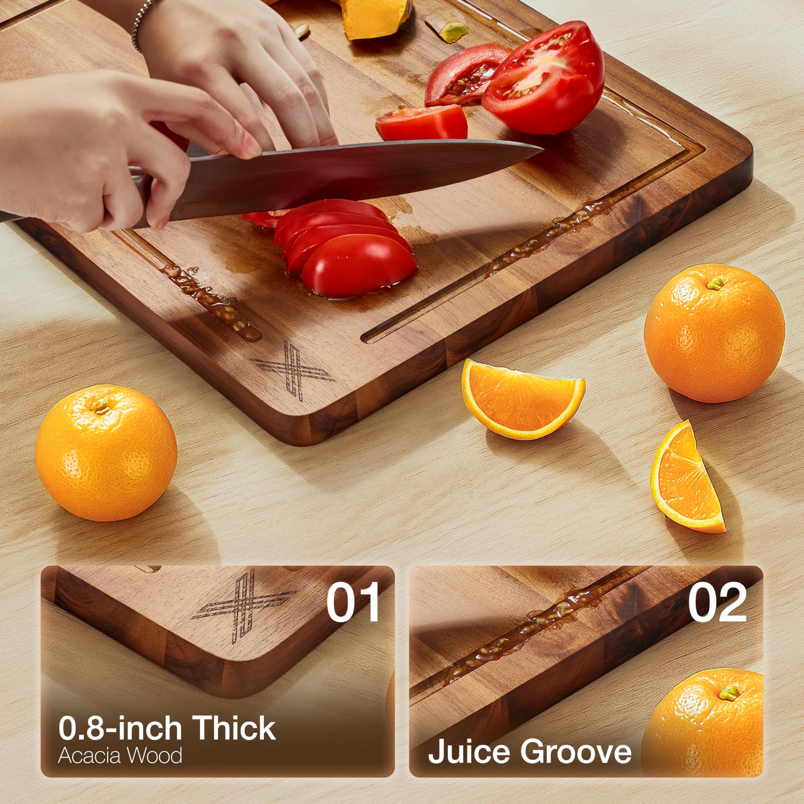 Xushro non-slip surface provides stable prep on wet countertops