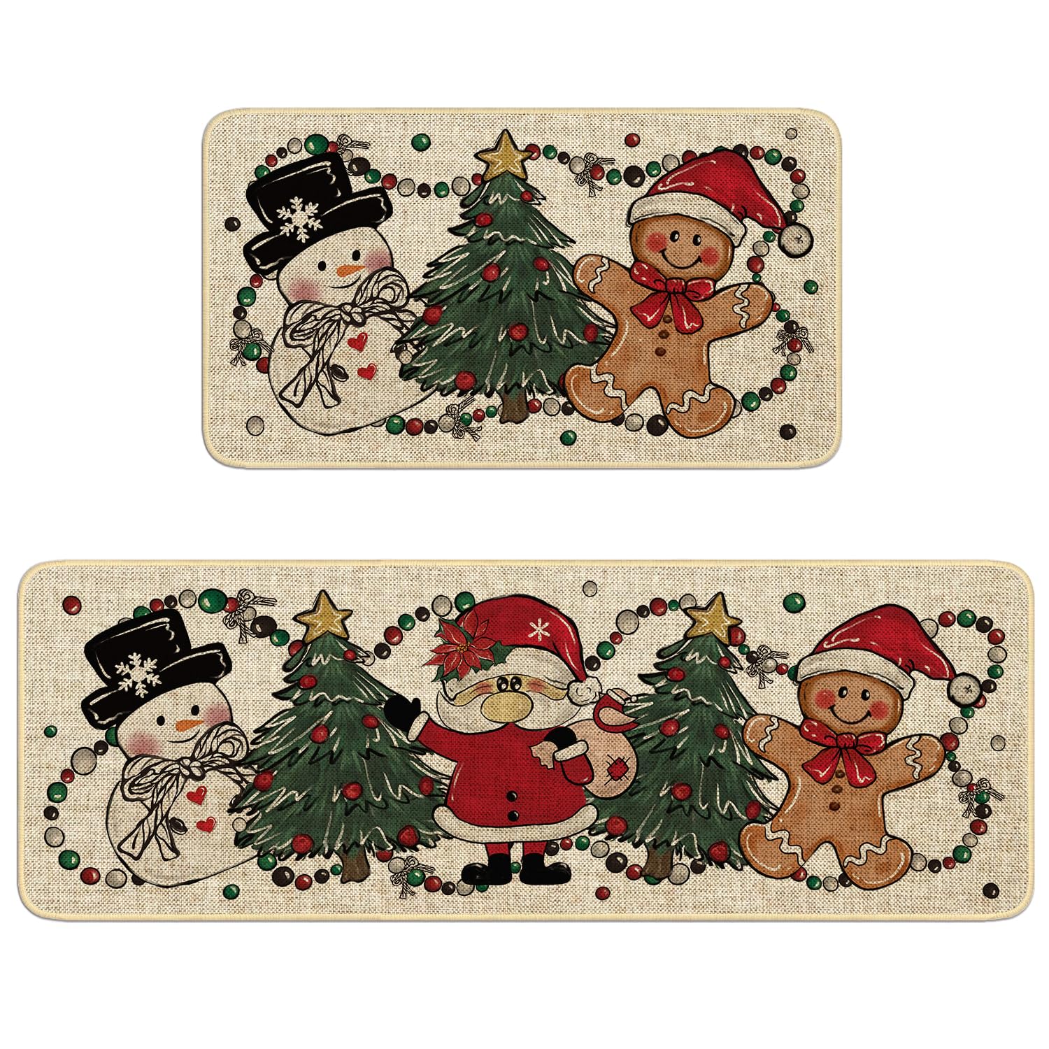 xuujdoppwul Christmas kitchen mat 17x30 offers soft comfort by the sink