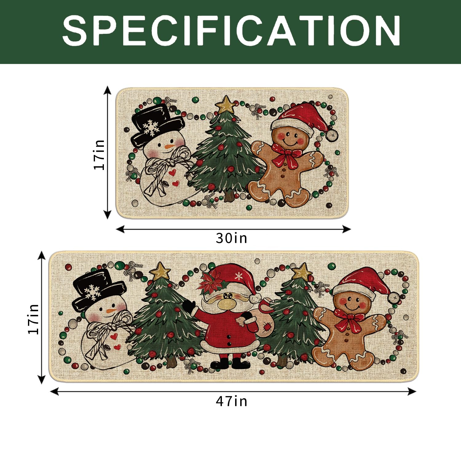 xuujdoppwul christmas tree santa gingerbread design 17x30 adds festive charm