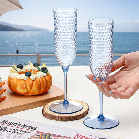 XUWAIDSGN blue reusable flutes ideal for weddings, parties, and catering events
