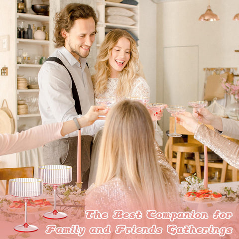 XUWAIDSGN ribbed pink coupe glasses elevating receptions with style