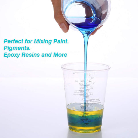 XUXU clear cups with external scale for easy readings and accurate mixing