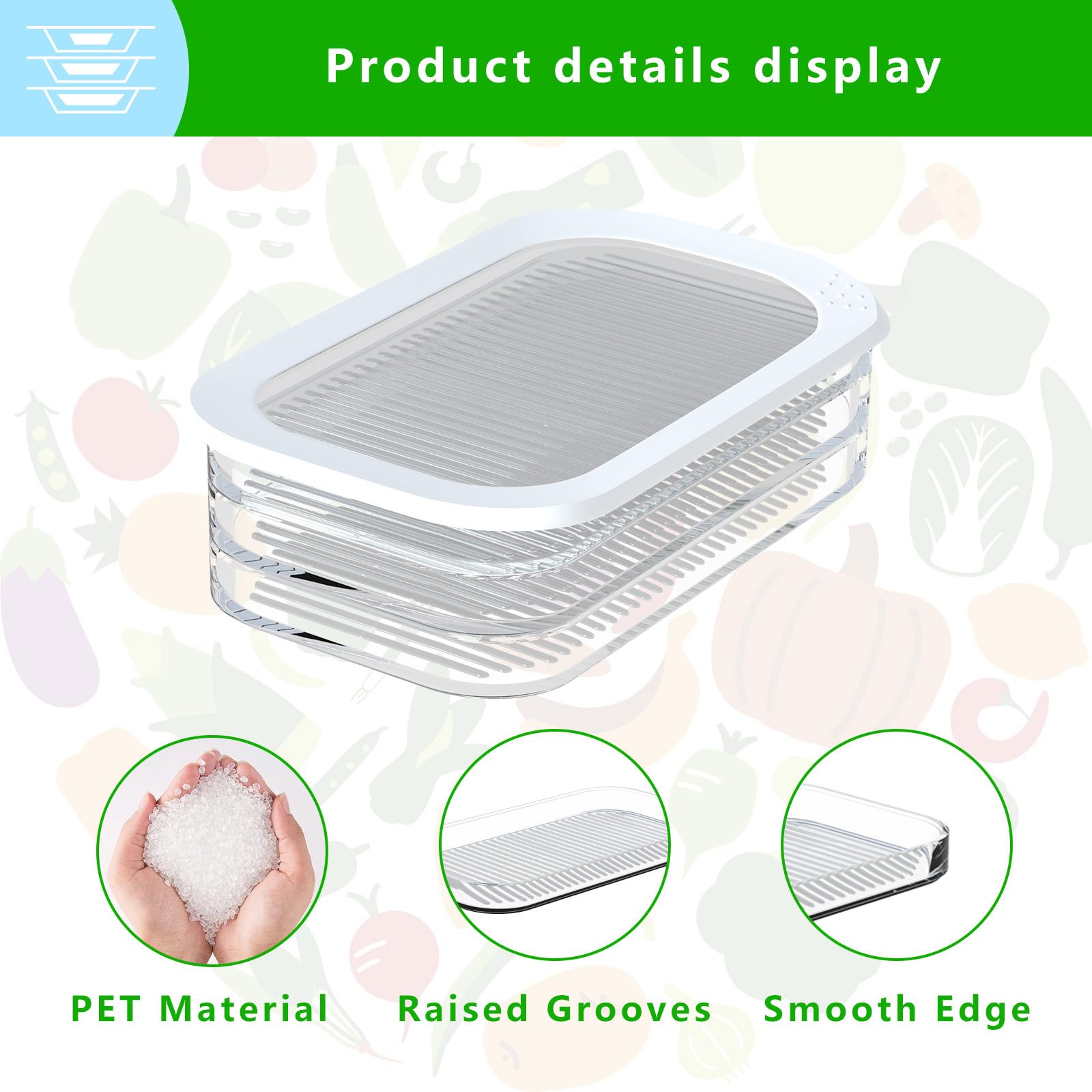 XVAJT 3-layer stackable fridge storage keeps meats organized and easily accessible.