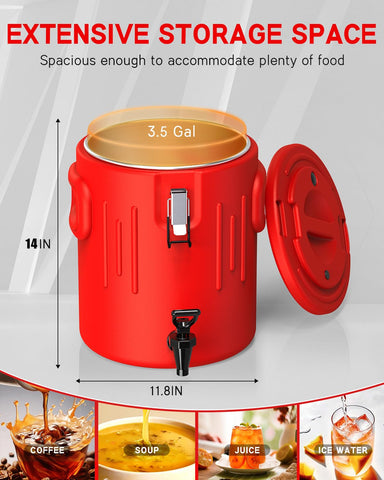 XVEZUA versatile cooler dispenser serves coffee, tea, juice, or soup.