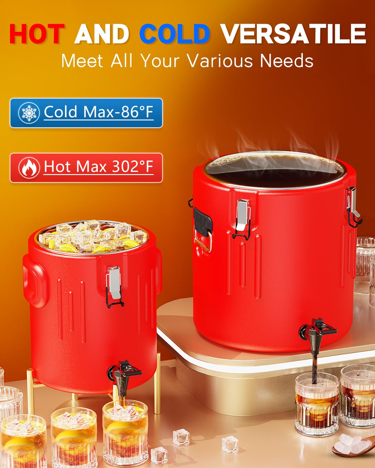 XVEZUA insulated dispenser with sturdy handles for portable use.
