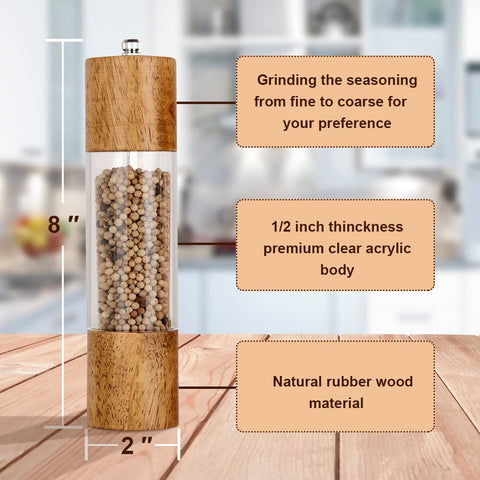 XWXO 8-inch grinders offer 6 oz capacity for longer seasoning sessions.