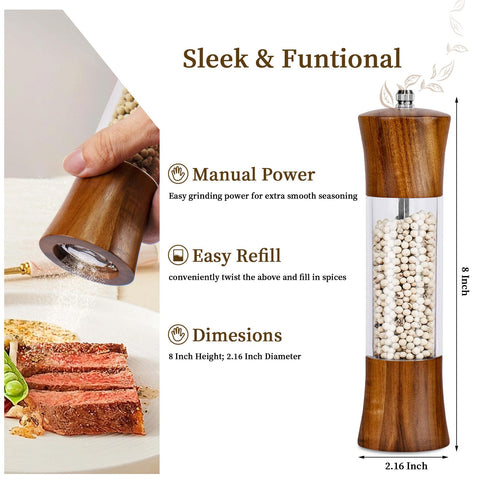 XWXO salt grinder featuring 4.9 oz capacity to reduce refills