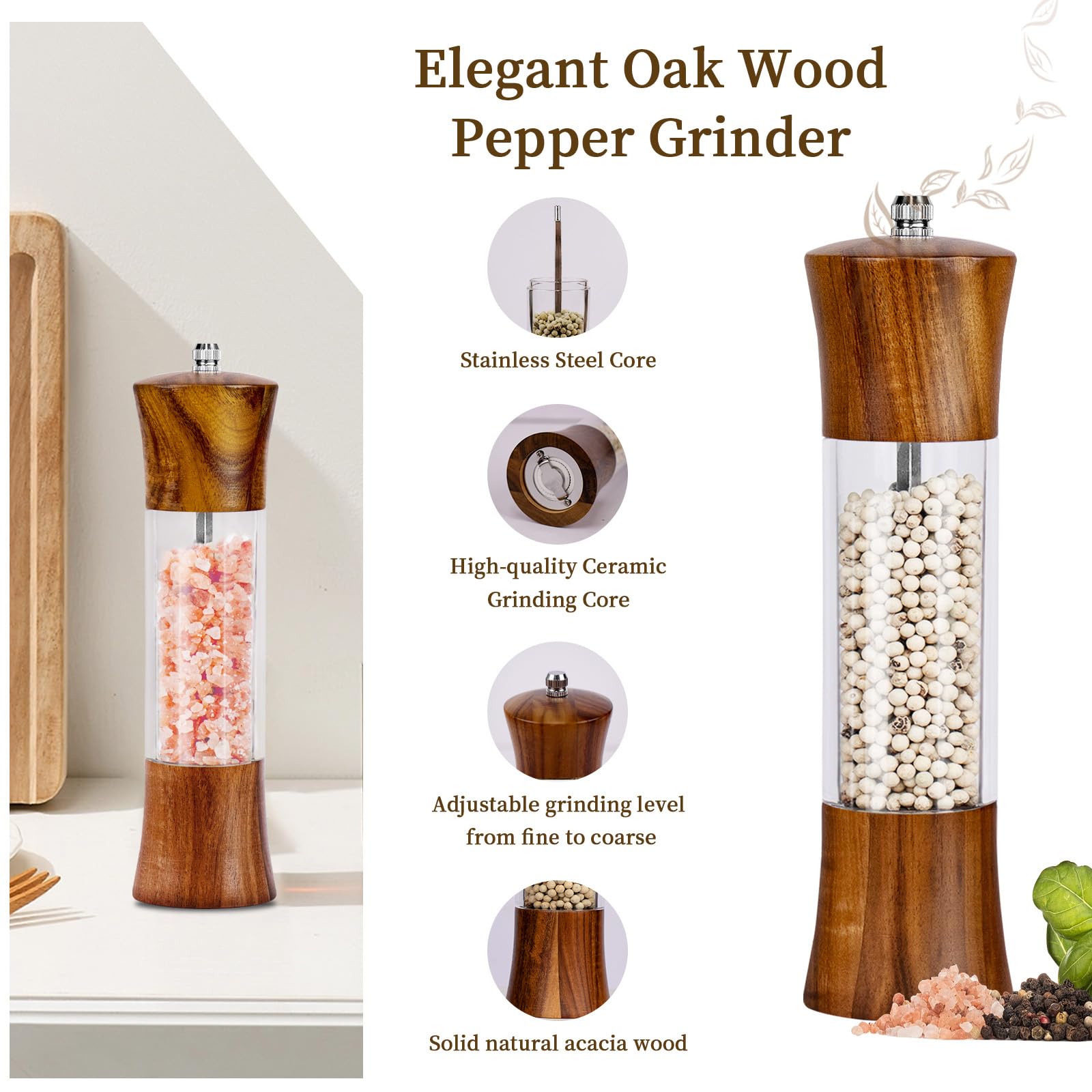 XWXO acrylic clear body with natural wood cap on a modern kitchen