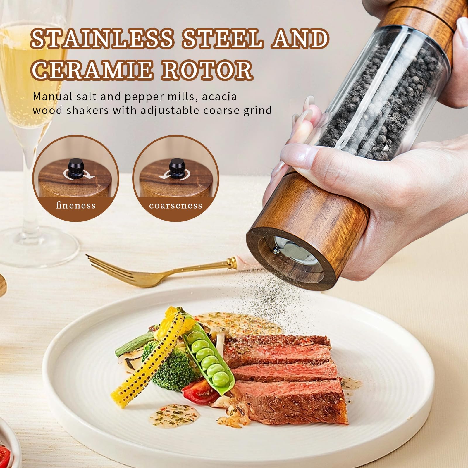 XWXO adjustable grind knob makes fine to coarse settings effortless.