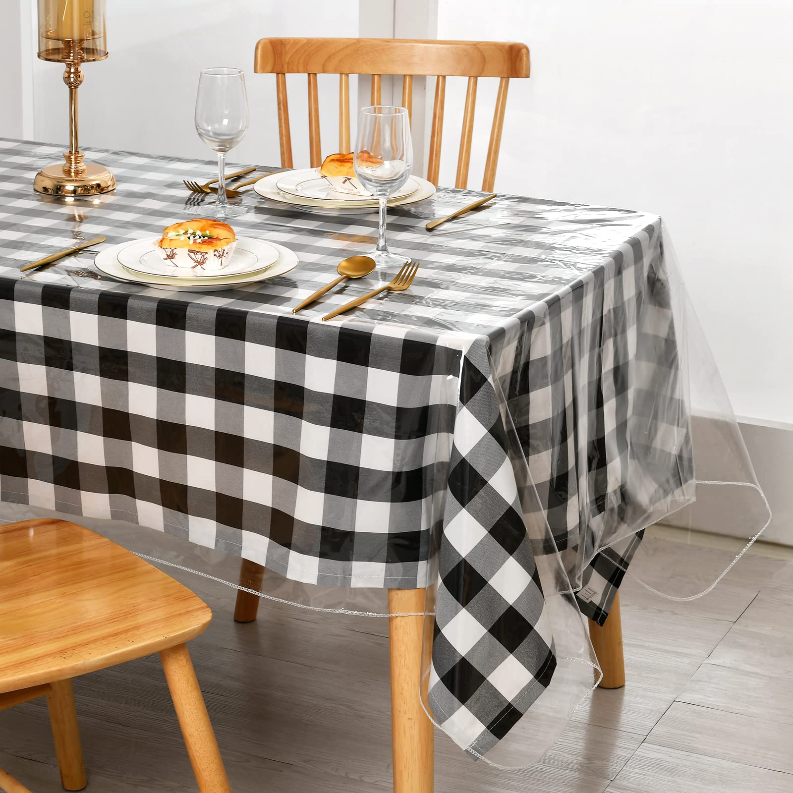XWZO waterproof vinyl table cover guards against stains during meals and celebrations