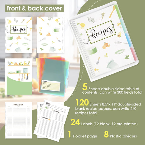 XXINMOH removable hardcover binder makes it easy to reorganize favorite recipes.