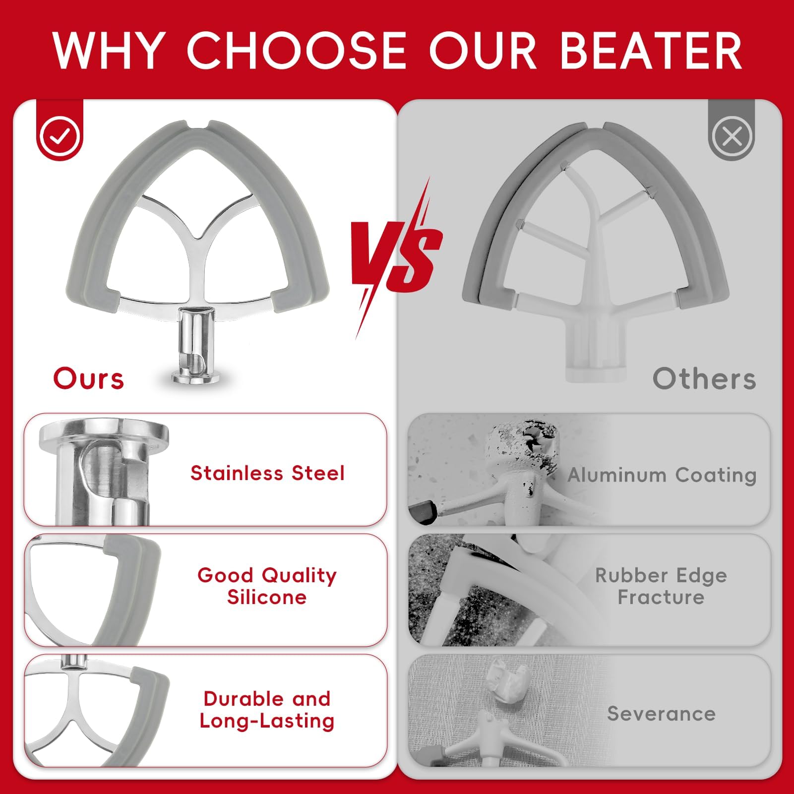Xxiong Flex Edge Beater demonstrates tilt-head compatibility with KitchenAid mixers.