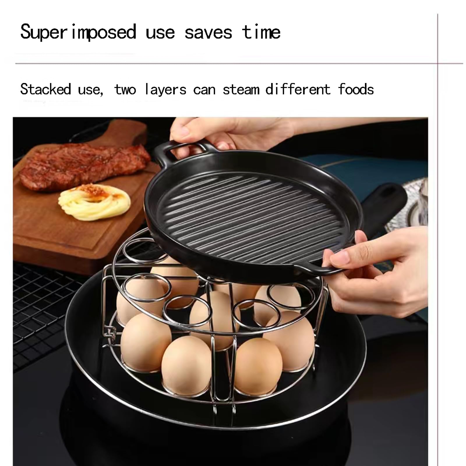 Xxshcdz multi-purpose-steaming-rack adapts to vegetables or fish alongside eggs