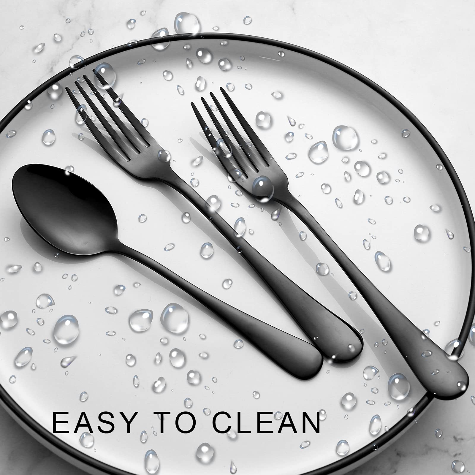 XXZWSJSH black spoons close-up showcasing ergonomic handles for comfortable dining