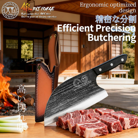 XYJ ergonomic handle with reinforced rivets for improved grip and control.