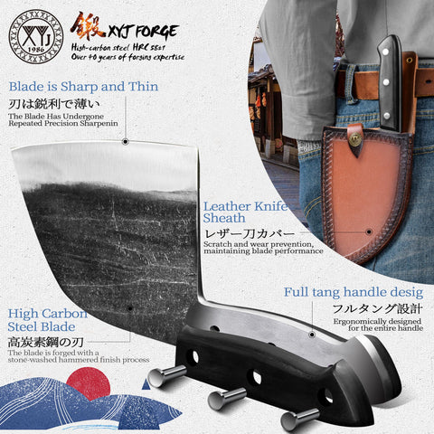 XYJ handmade forging process yields durable, anti-sticking blade texture.