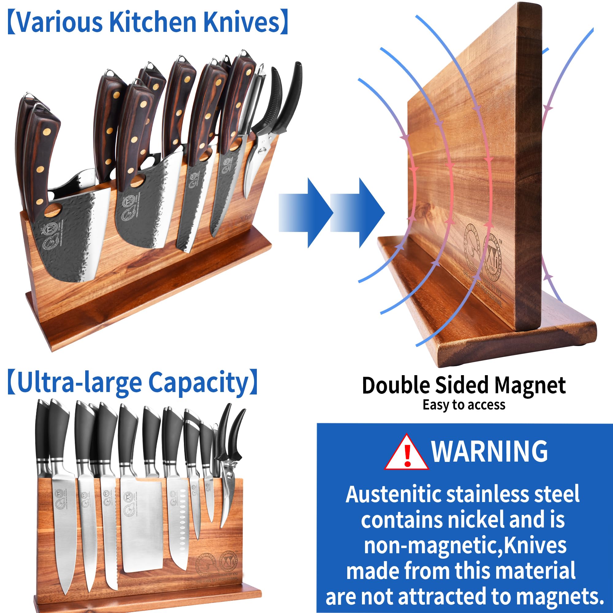 XYJ magnetic strip block features anti-slip bottom for stable placement during meal prep.
