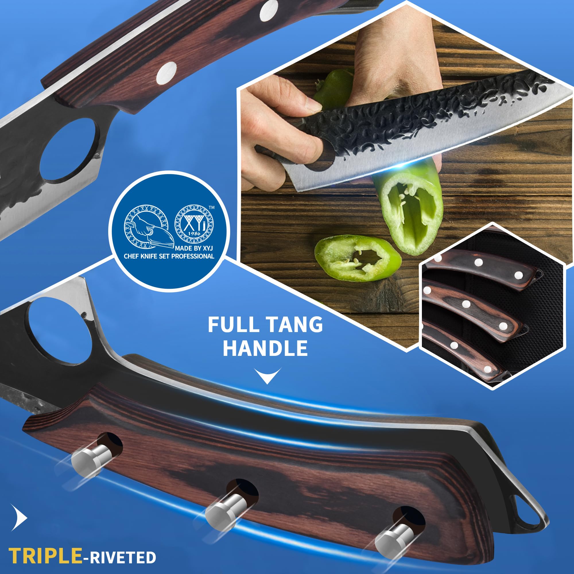 XYJ meat cleaver in action for chopping tough cuts with ease.