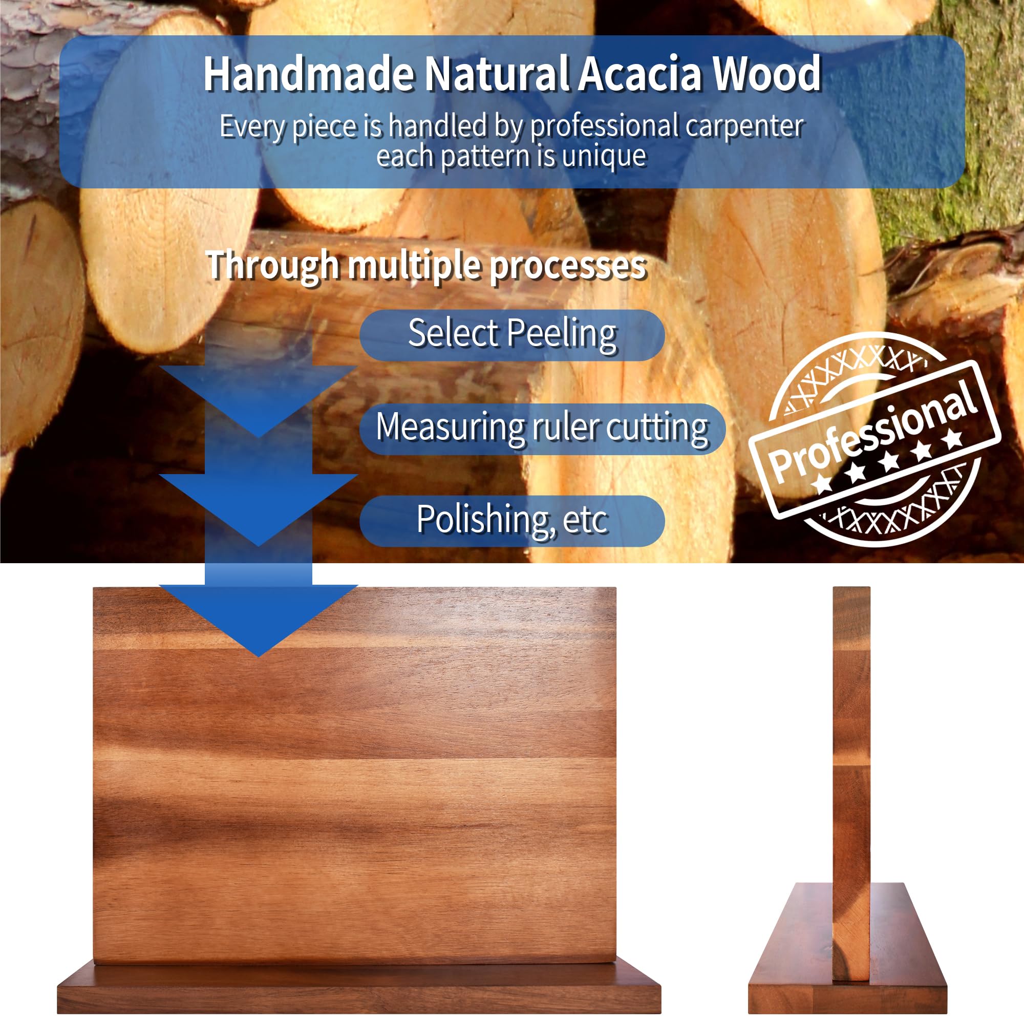 XYJ natural acacia wood grain adds kitchen warmth and style