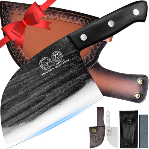 XYJ Serbian chef knife 6-inch with sheath for safe outdoor and kitchen use