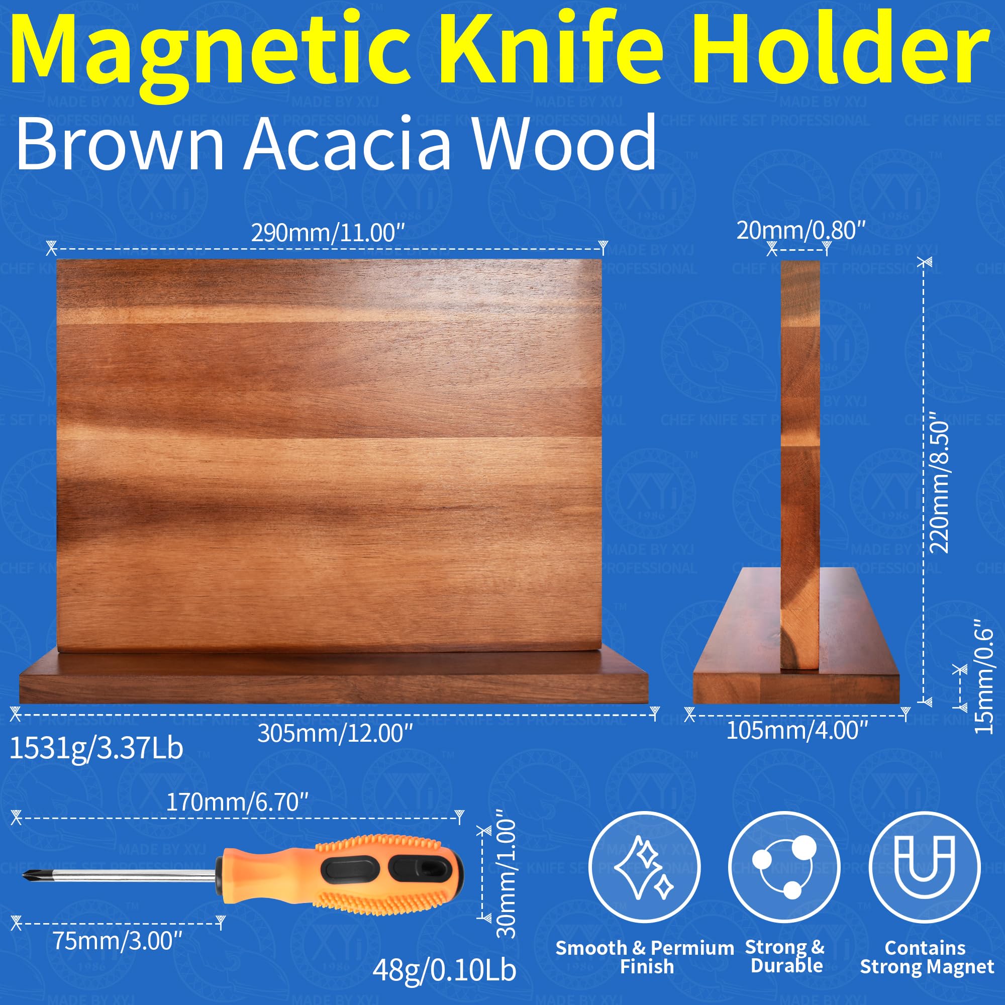 XYJ strong magnetic strip holds knives securely on both sides