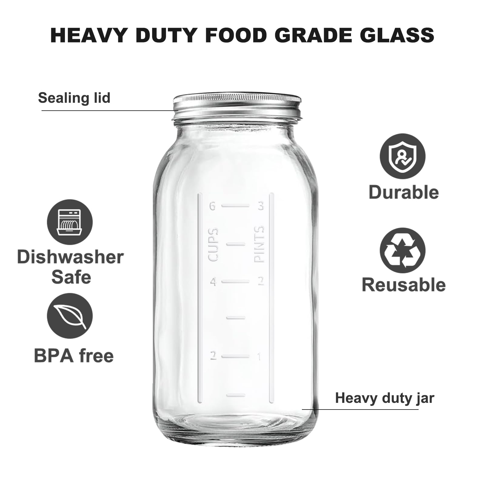 Xylanor wide-mouth 64oz mason jar ideal for canning