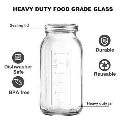 Xylanor wide-mouth 64oz mason jar ideal for canning