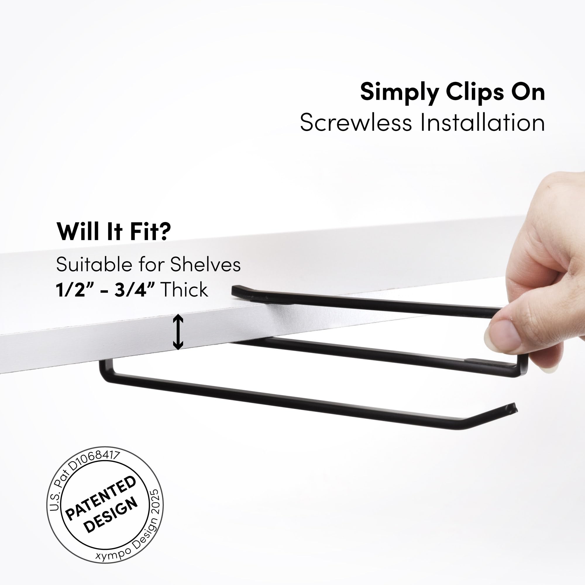 Xympo clip-on shelf for cups provides easy access to drinkware.