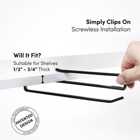 Xympo clip-on shelf for cups provides easy access to drinkware.