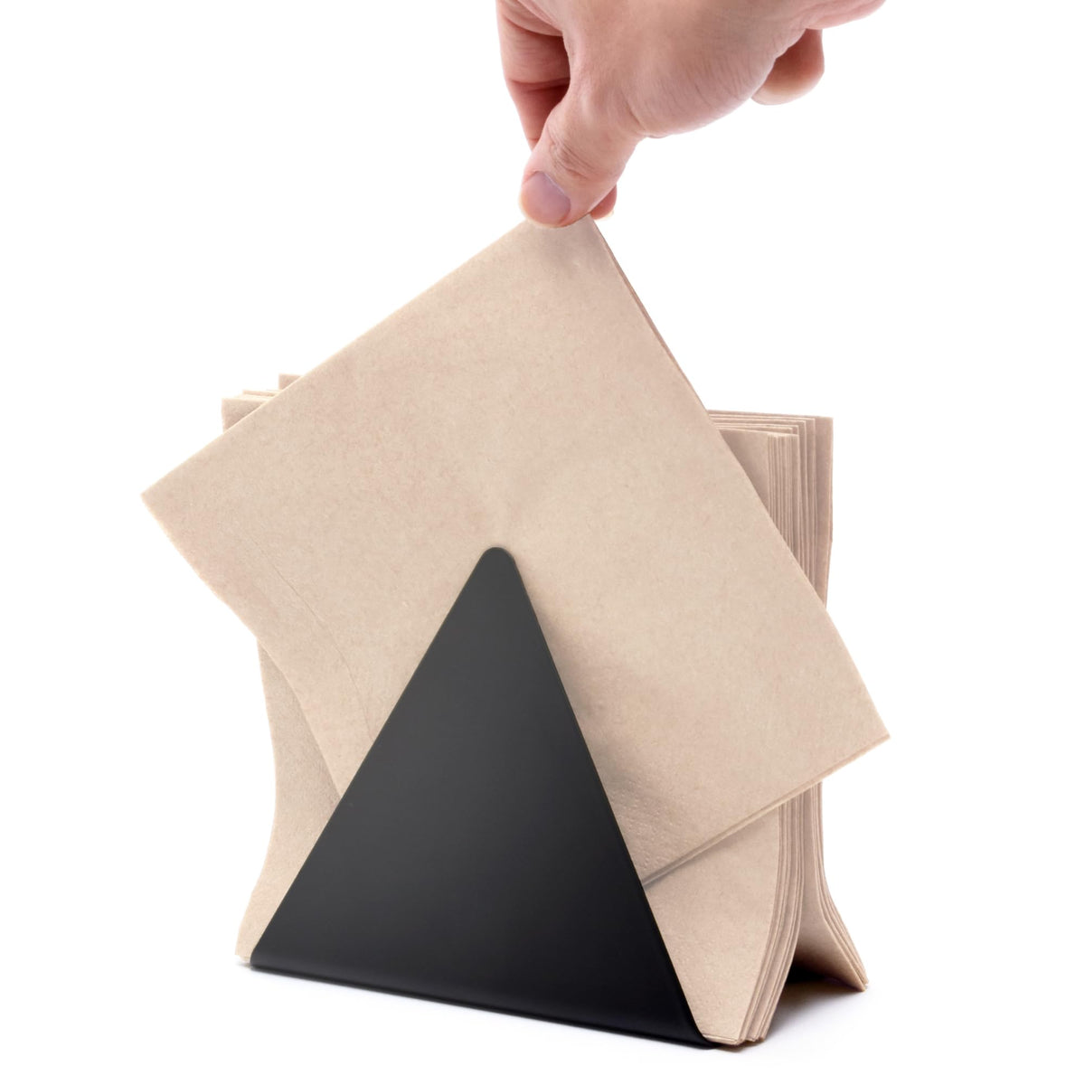 xympo self-adjusting napkin holder front view keeps napkins upright for easy pickup