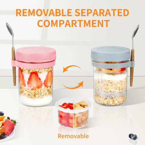 Xyptorix 16oz mason jars with lids and spoons for portion-controlled meals