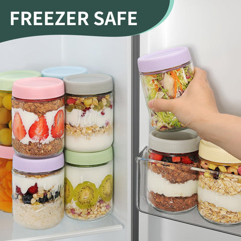 Xyptorix stackable jars maximize fridge space and keep snacks organized.