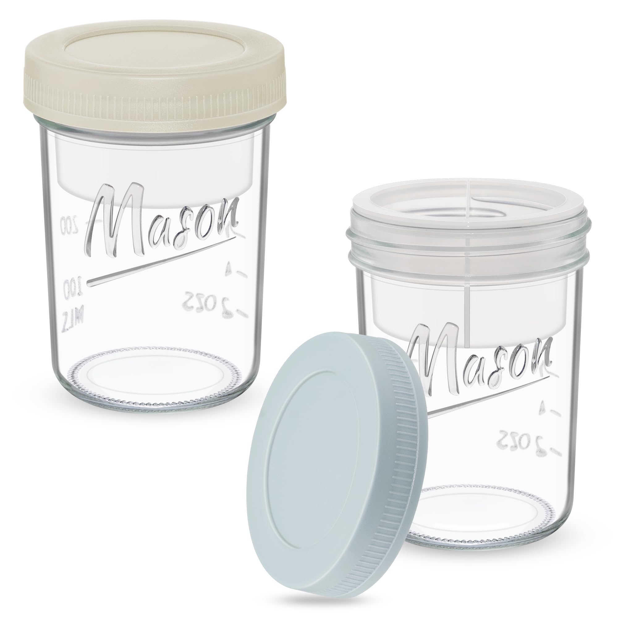 Xyptorix overnight oats container with separate compartments keeps toppings crispy and fresh.