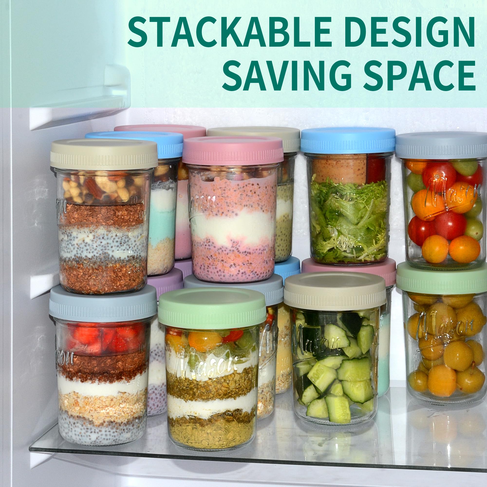 Xyptorix stackable lid design saves cupboard space when storing multiple jars.