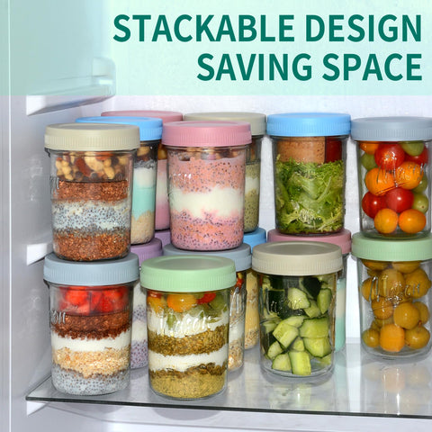Xyptorix stackable lid design saves cupboard space when storing multiple jars.
