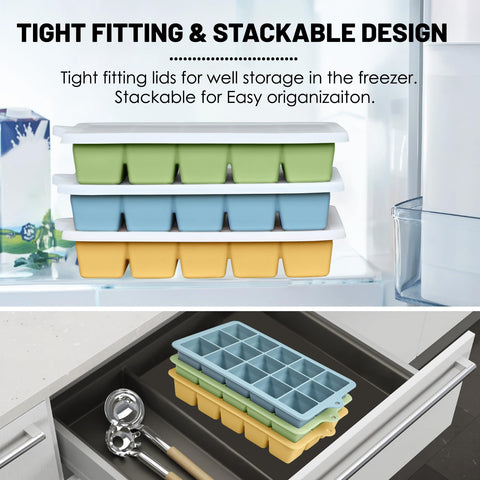 Xyuetia ice tray with lid preserving ice freshness and preventing odors.