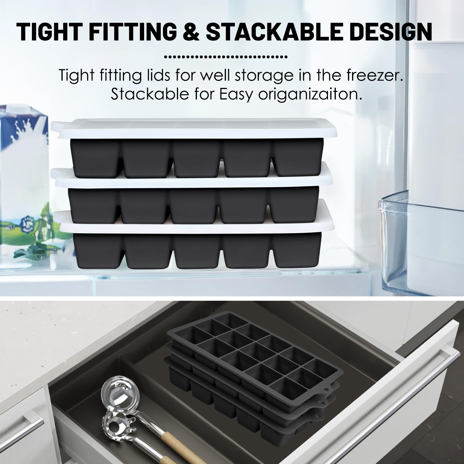 Xyuetia stackable freezer design saves space and stays organized.