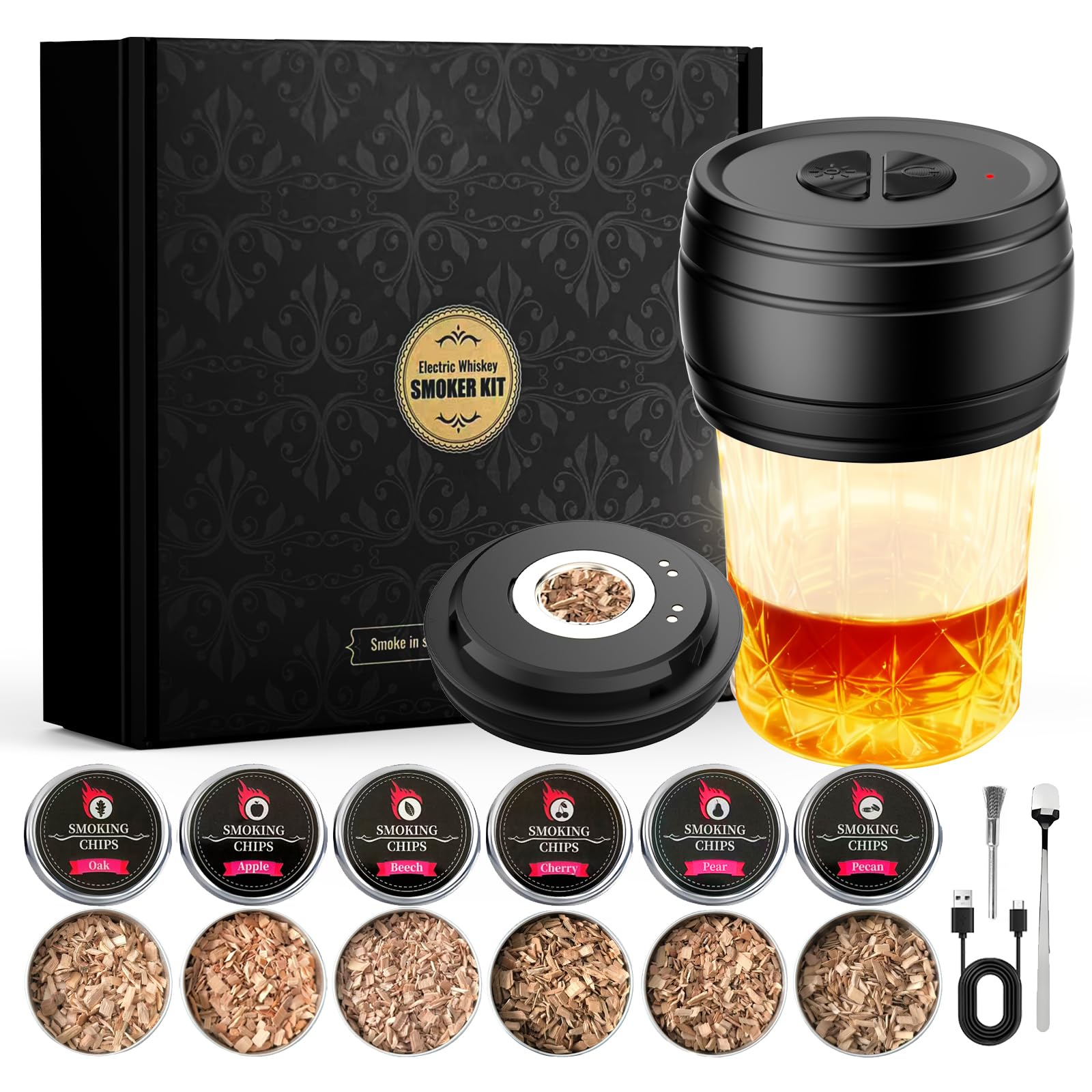 Xyys.Tech electric whiskey smoker kit with built-in lighter for safer operation