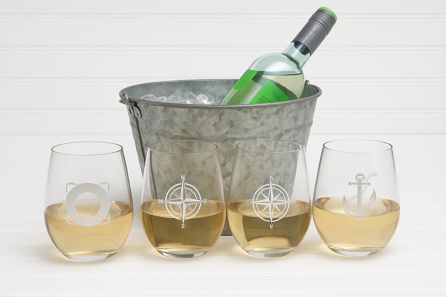 XYZ Boat Supplies stemless wine glass BPA-free, ideal for lakeside sipping and picnics.