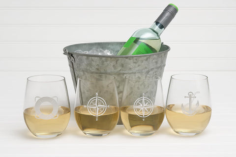 XYZ Boat Supplies stemless wine glass BPA-free, ideal for lakeside sipping and picnics.
