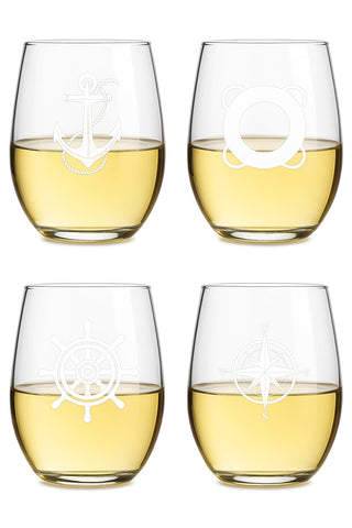 XYZ Boat Supplies stemless wine glass packaging, ready-to-gift for weddings and celebrations.