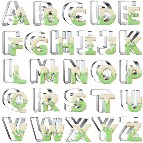 Xzhloym alphabet letter cookie cutters 26-piece set for personalized cookies and gifts